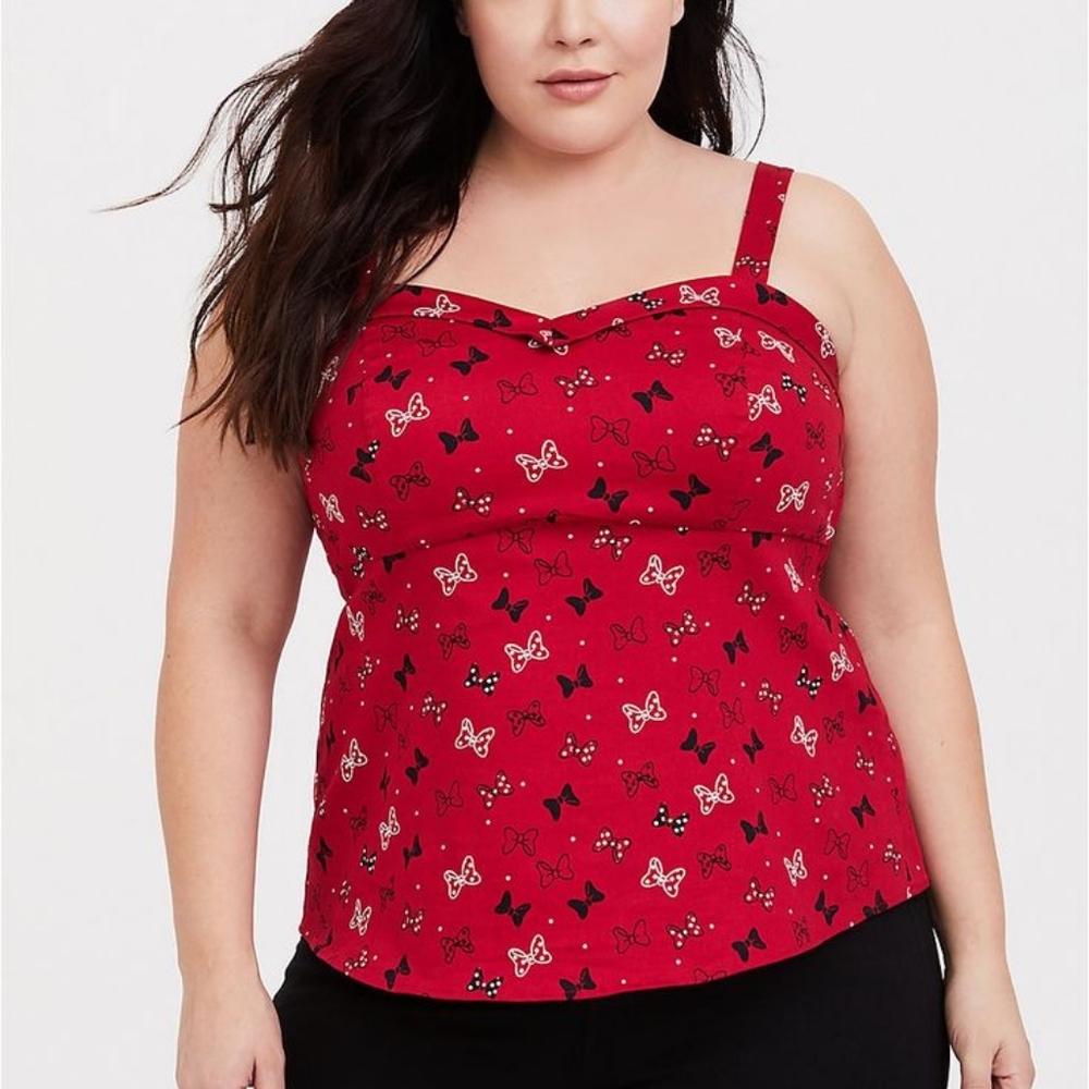 Torrdi Disney Minnie Mouse Bow Print RedBustier Faux Corset Tank Top 2 xxl